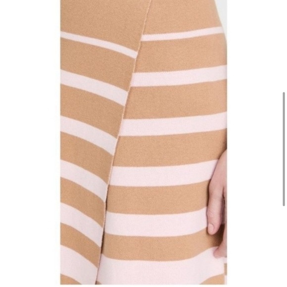 JOOSTRICOT / PEACHSKIN brown pink camel striped wrap effect skirt Ponte midi XS - Picture 2 of 7